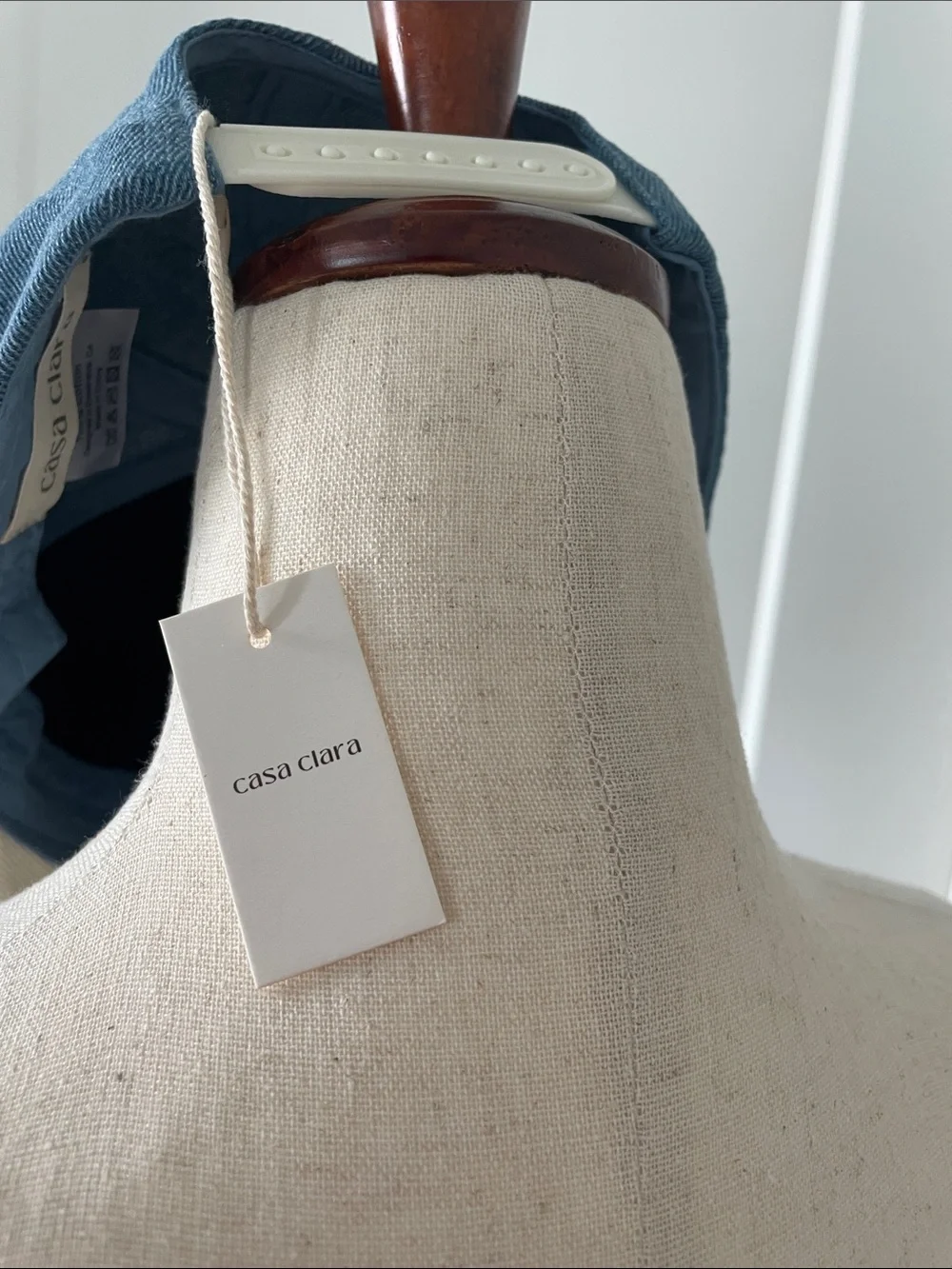 Denim Blue and Cream Horse Embroidered Baseball Cap